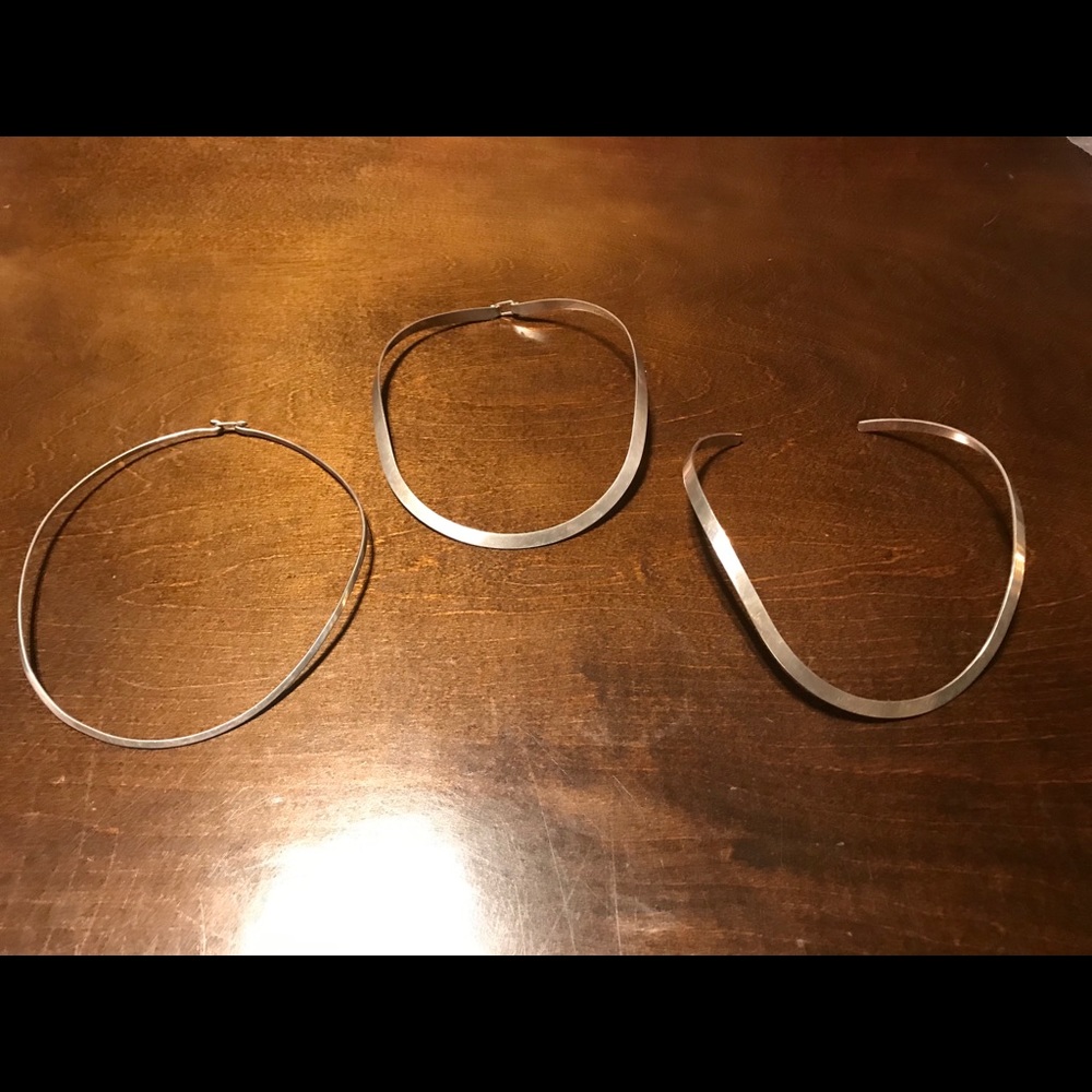 3 silver necklaces